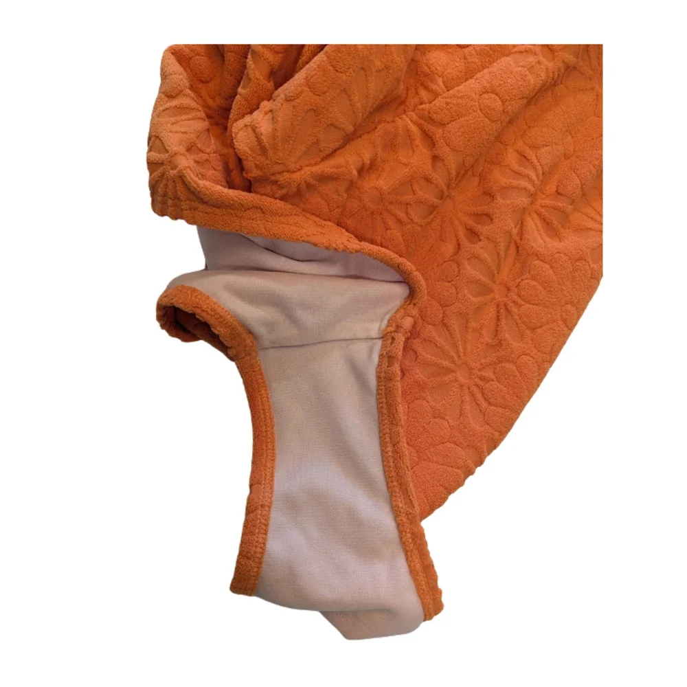 Orange Floral Textured One-Piece Swimsuit • S–M • 70's Vintage Vibe - Picture 7 of 7